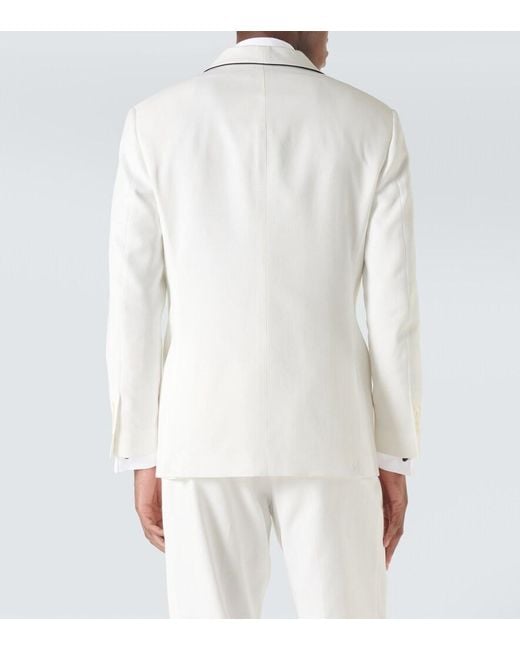 Brunello Cucinelli White Cotton Tuxedo Jacket for men