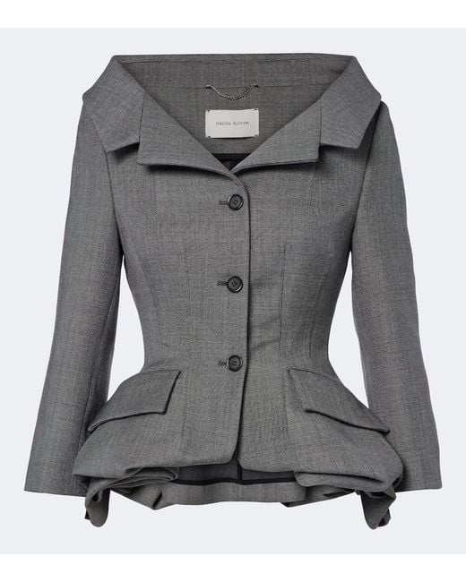Magda Butrym Gray Peplum Virgin Wool Blazer