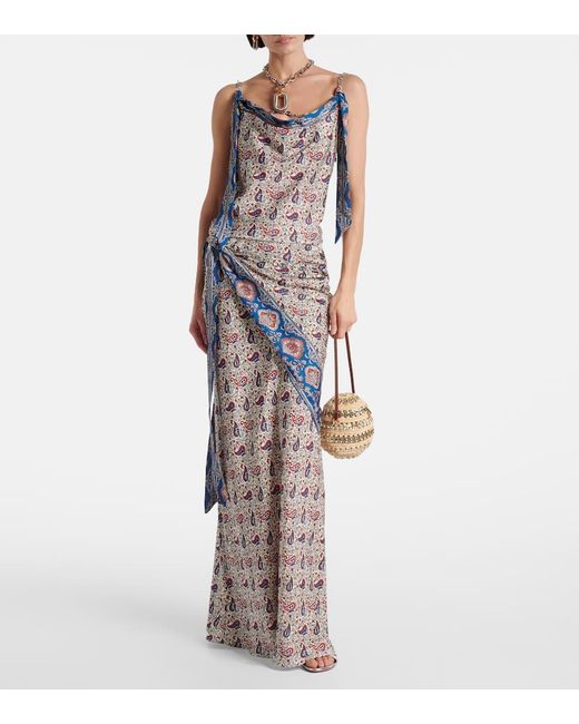 Rabanne Multicolor Paisley Satin Maxi Skirt