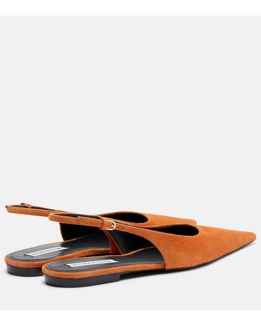 Victoria Beckham Brown Suede Slingback Flats