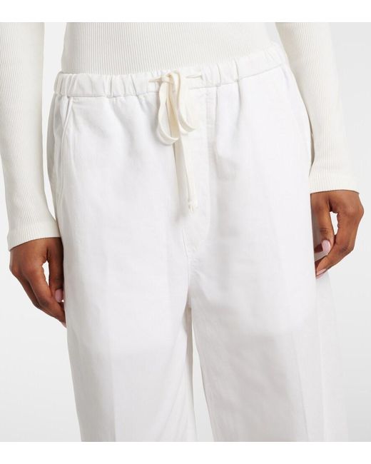 Citizens of Humanity White Aurora Cotton And Linen Wide-Leg Pants