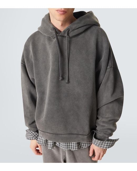 Acne Gray Faded Fester Brand-Appliqué Oversized-Fit Cotton-Jersey Hoody for men