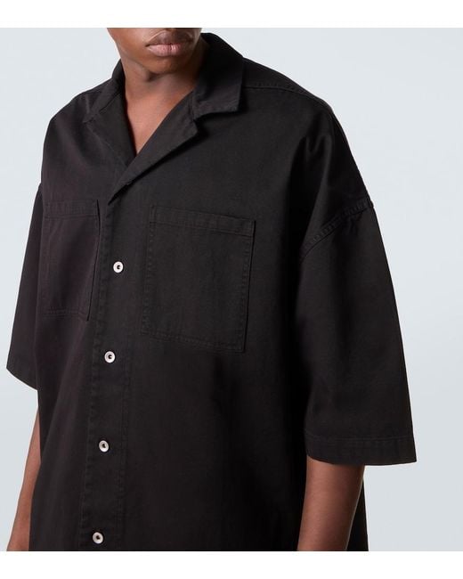 Rick Owens Black Magnum Tommy Oversized Cotton Twill Shirt for men