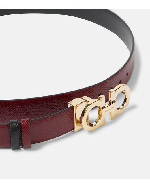 Ferragamo Red Gancio Mediterraneo Leather Belt