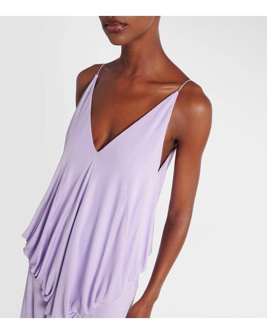 Loewe Purple Draped Crepe Jersey Maxi Dress