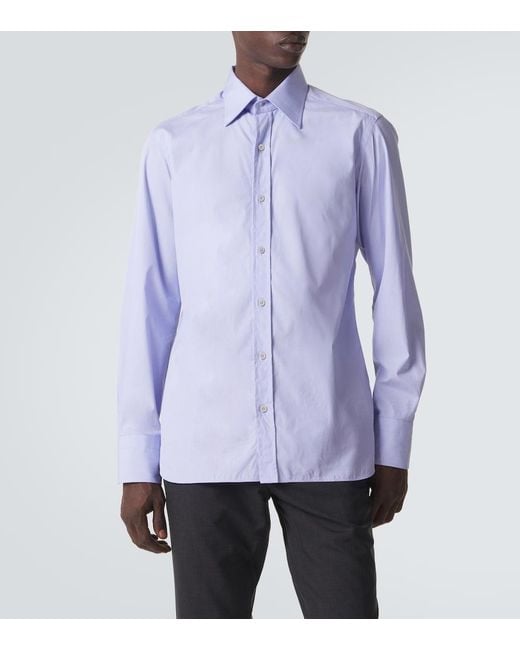 Tom Ford Blue Cotton Poplin Shirt for men