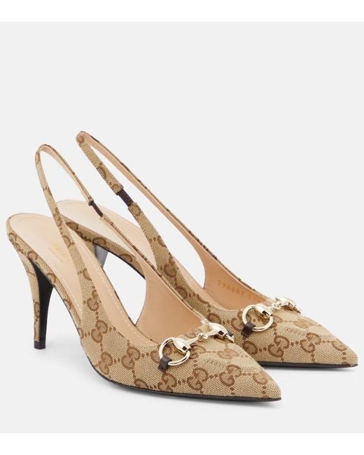 Gucci Brown 85Mm Horsebit-Detail Pumps