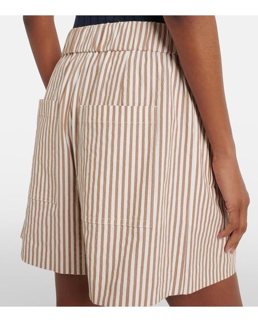 Brunello Cucinelli Natural Striped Cotton-Blend Shorts