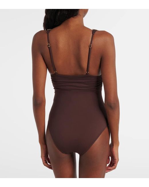 Melissa Odabash Purple Panarea Ruched Swimsuit