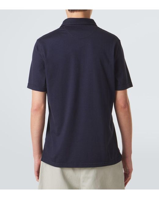 Fedeli Blue Cotton Jersey Polo Shirt for men