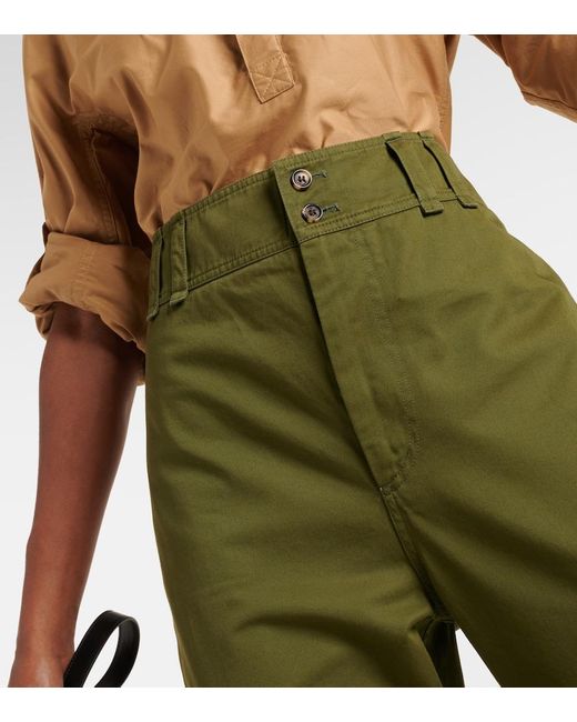Saint Laurent Green Cassandre Cotton Twill Cargo Pants