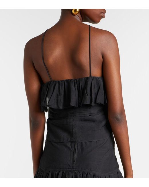 Isabel Marant Black Djimia Halterneck Cotton-Blend Voile Top