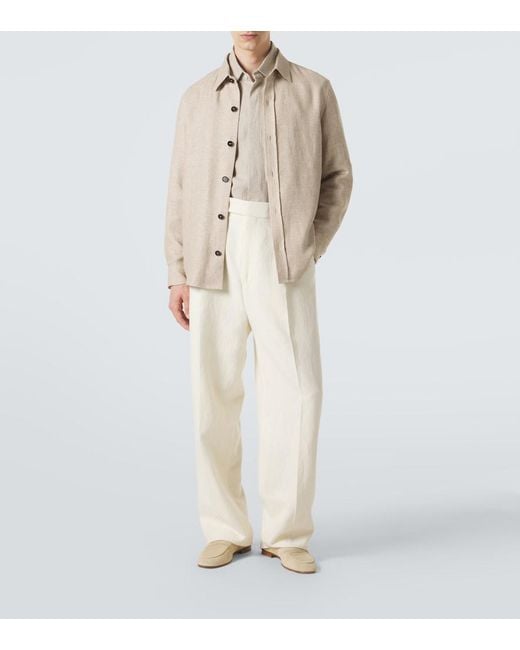 Zegna Natural Cashmere, Linen, And Silk Overshirt for men