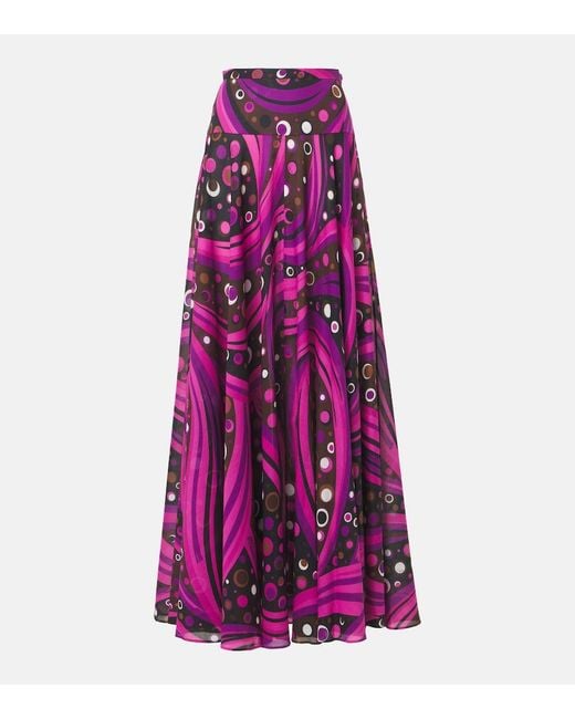 Emilio Pucci Purple Fontane Cotton Muslin Maxi Skirt