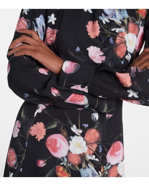 Erdem Blue Floral Crepe Midi Dress