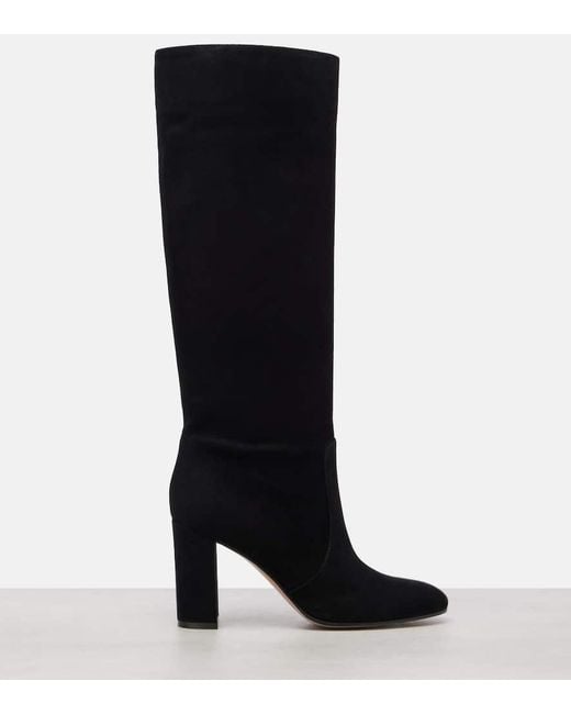 Gianvito Rossi Black Glen 85 Suede Knee-High Boots
