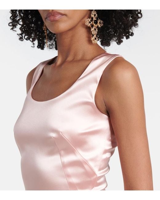 Dolce & Gabbana Pink Satin Midi Dress