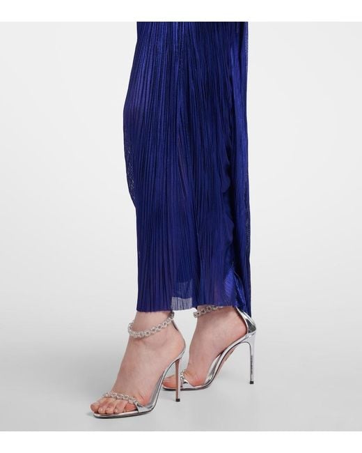 Maria Lucia Hohan Blue Faye Metallic Silk Tulle Bustier Gown