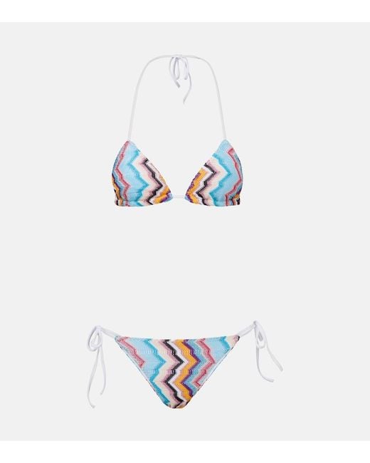 Missoni White Zigzag Lame Bikini