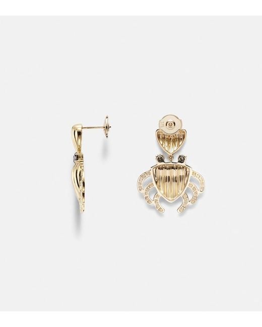 Yvonne Léon Metallic Crabe Coquillage 9Kt Earrings With Diamonds