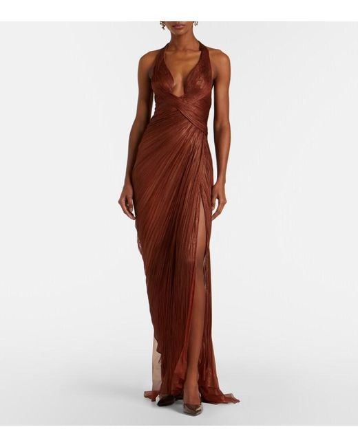 Maria Lucia Hohan Red Milagros Halterneck Silk Muslin Gown