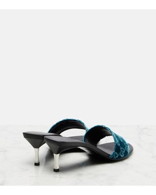 Gucci Blue Gg Velvet Mules