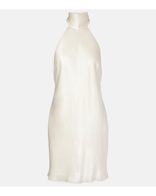 Rixo White Capucine Silk Satin Minidress