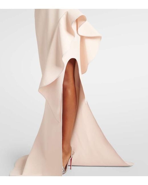 Abito Lungo Monospalla Provenance Con Volant di Maticevski in Natural