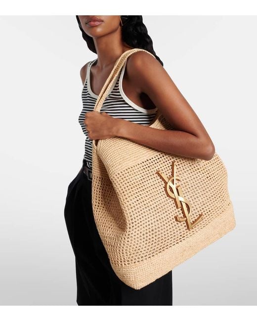 Saint Laurent Natural Icare Maxi Raffia Tote Bag