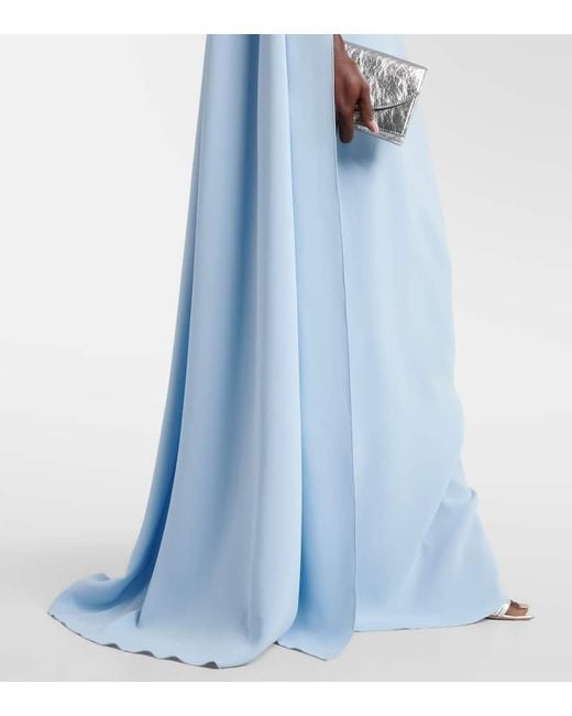 Vestido De Fiesta En Mezcla De Seda Adornado Oscar de la Renta de color Blue