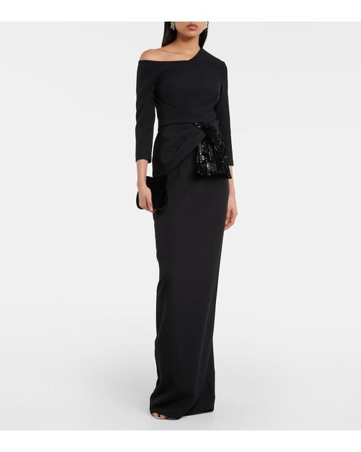Safiyaa Black Juah Sequined Asymmetric Crepe Top