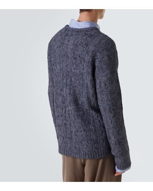 Our Legacy Blue Popover Cable-Knit Wool-Blend Sweater for men