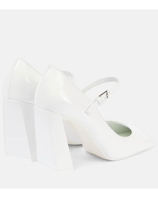 AMINA MUADDI White Mary-Jane-Pumps Charlotte 95 Aus Lackleder