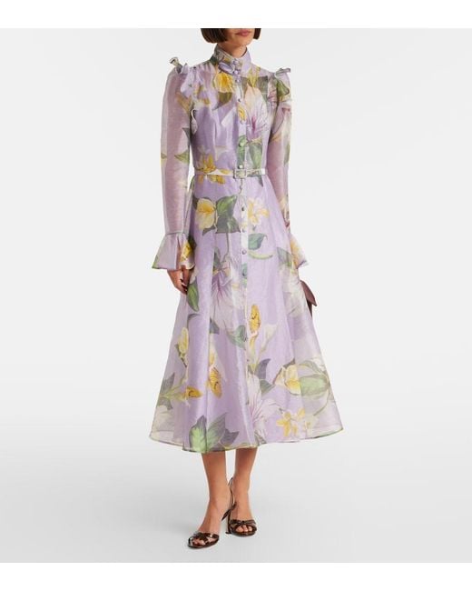 LEO LIN Purple Katrina Butterfly Sleeve Midi Dress