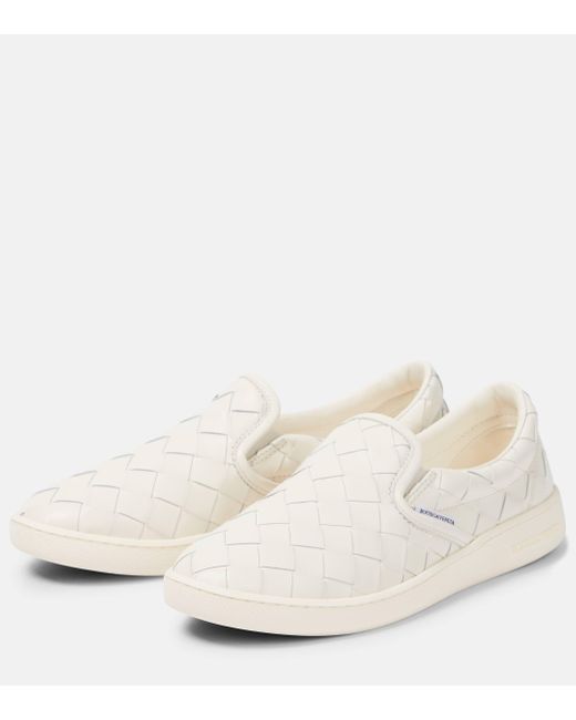 Bottega Veneta White Sawyer Leather Slip-on Sneakers