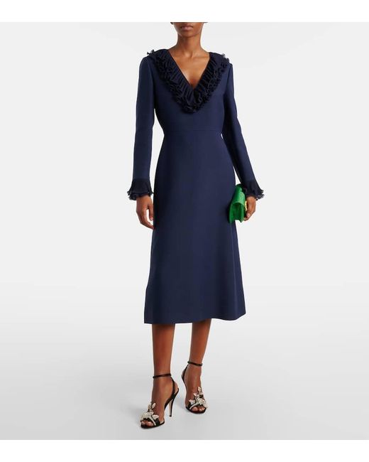 Valentino Blue Midikleid Aus Crepe Couture
