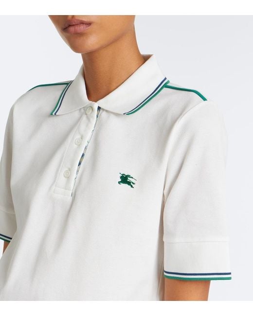 Burberry White Ekd Cotton Pique Polo Shirt