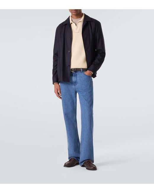 Thom Sweeney Polopullover Aus Wolle in Natural für Herren