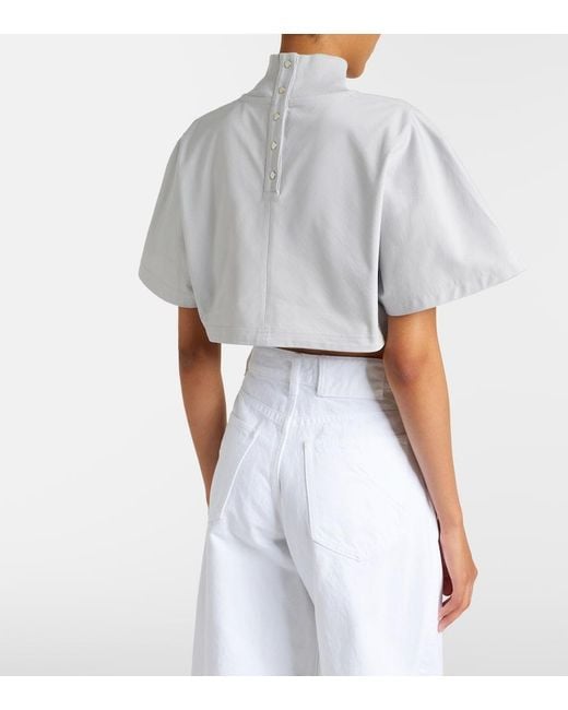 Alaïa White Cropped Cotton Jersey T-Shirt