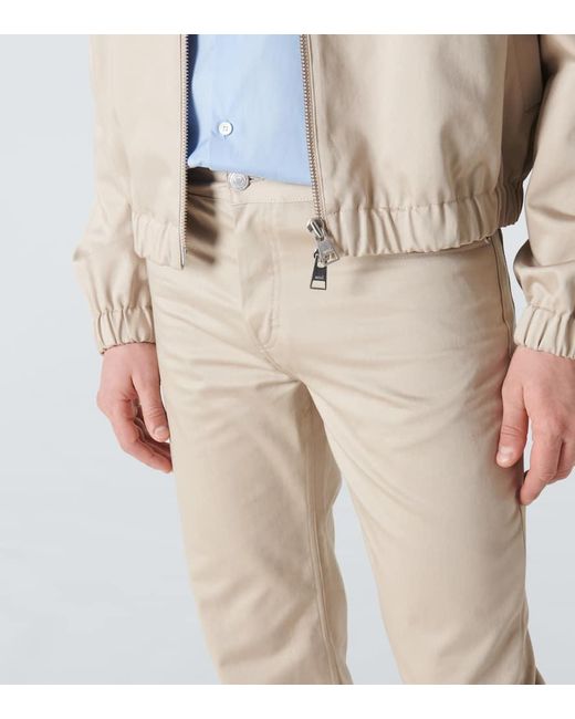 Pantaloni regular in raso di cotone di AMI in Natural da Uomo
