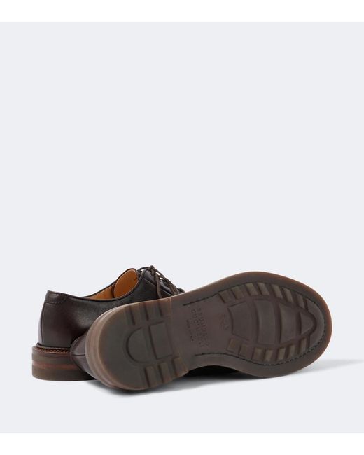Brunello Cucinelli Brown Leather Derby Shoes for men