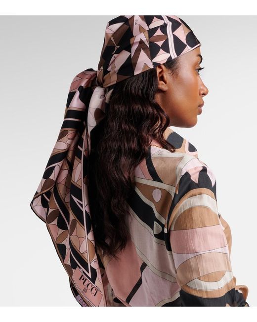 Emilio Pucci Brown Manuba Silk Twill Scarf