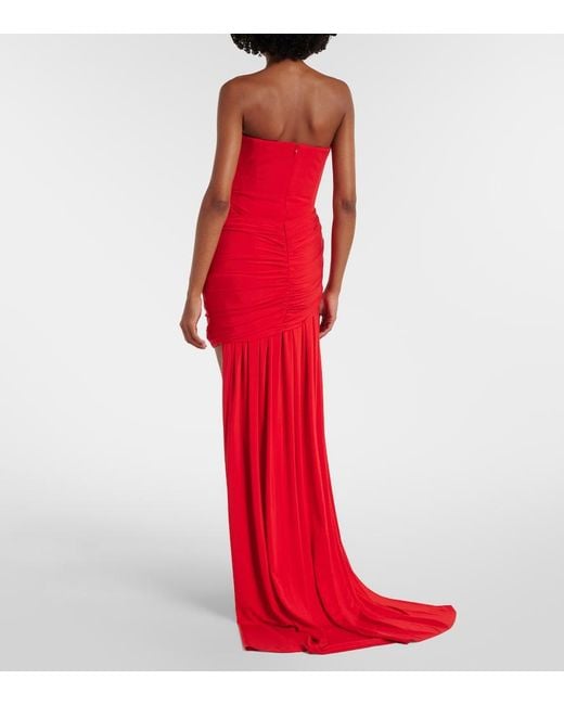 Stella McCartney Red Draped Crepe Jersey Bustier Dress