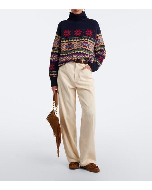 Polo Ralph Lauren Blue Wool-Blend Turtleneck Sweater
