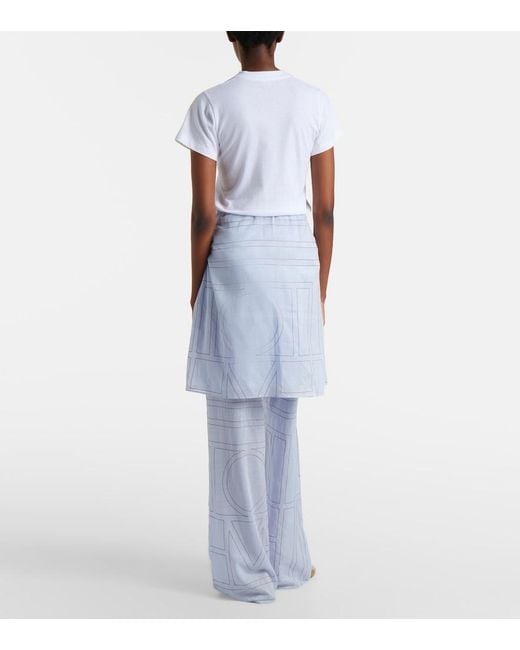 Totême  Blue Embroidered Cotton-Blend Poplin Pajama Pants