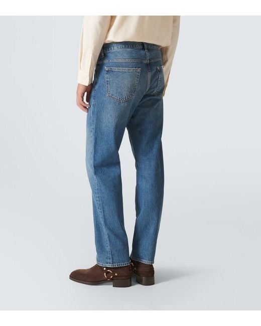 FRAME Blue Mid-Rise Straight Jeans for men