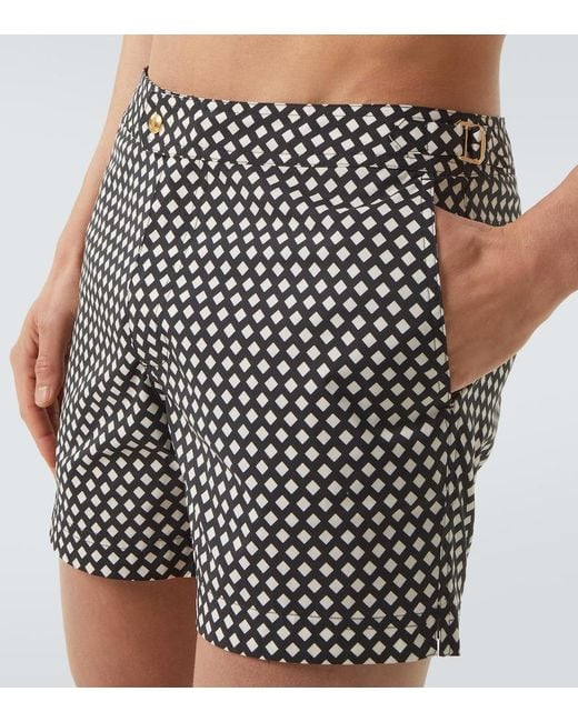 Tom Ford Black Checked Swim Trunks for men