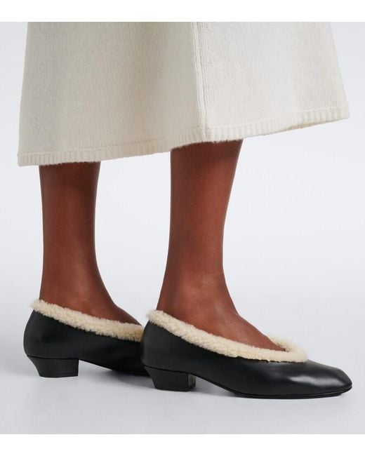 Magda Butrym Black Shearling-Lined Leather Pumps