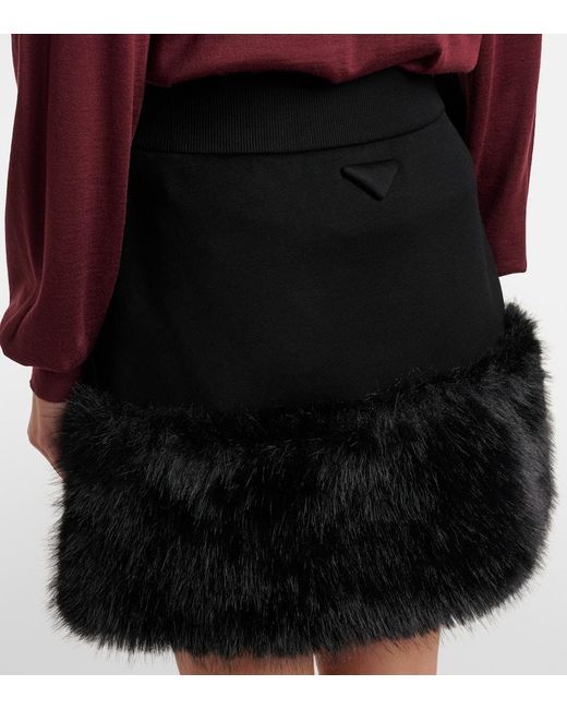 Prada Cotton-Blend Miniskirt in Black | Lyst UK