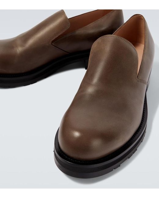 The Row Brown Leather Slip-On Shoes for men